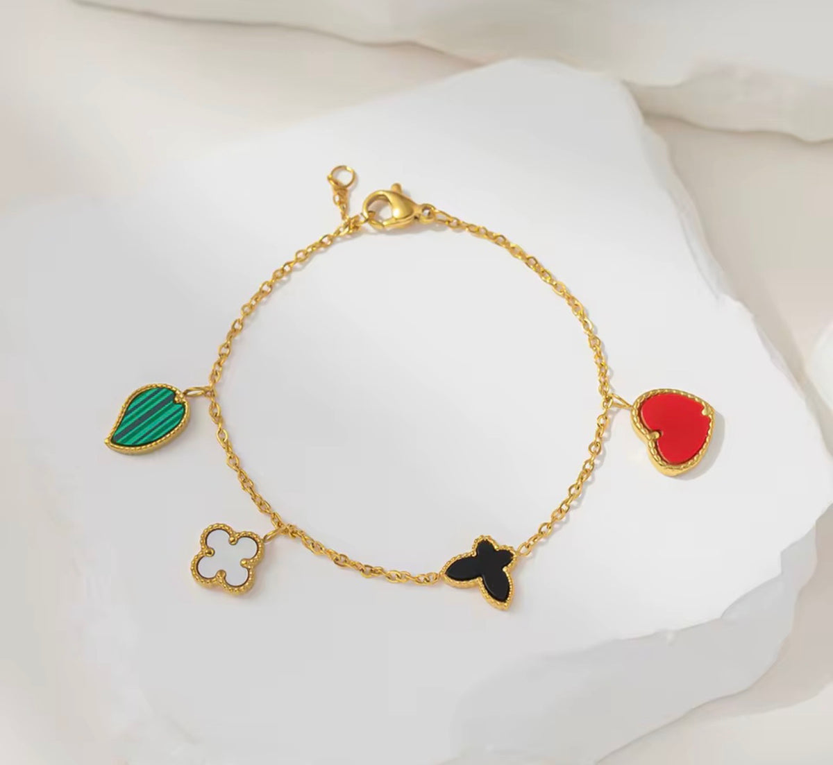 Colourful Clover heart bracelet