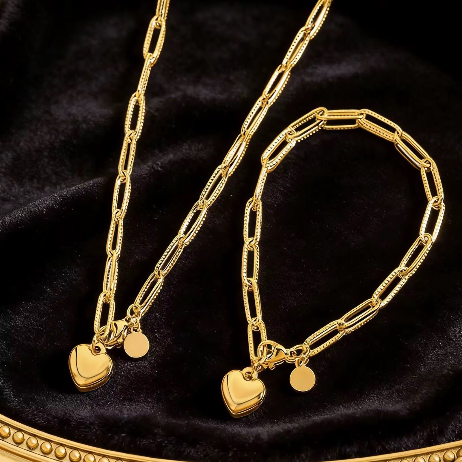 Gold heart duo set