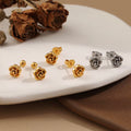 18k gold plated rose earrings studs