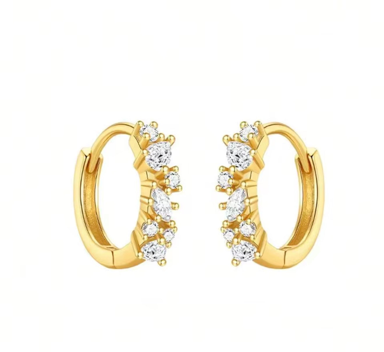 Mini gold sparkle huggie hoops