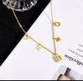 Gold v lock necklace