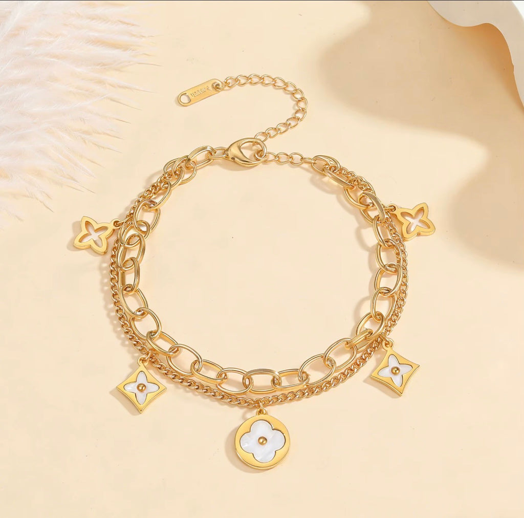 White lv charm bracelet limited