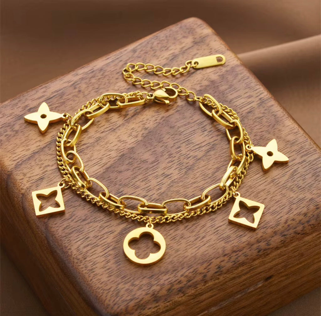 Double charm lv bracelet