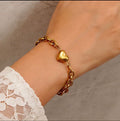 Chunky gold heart bracelet