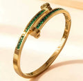 Green clover gold bangle