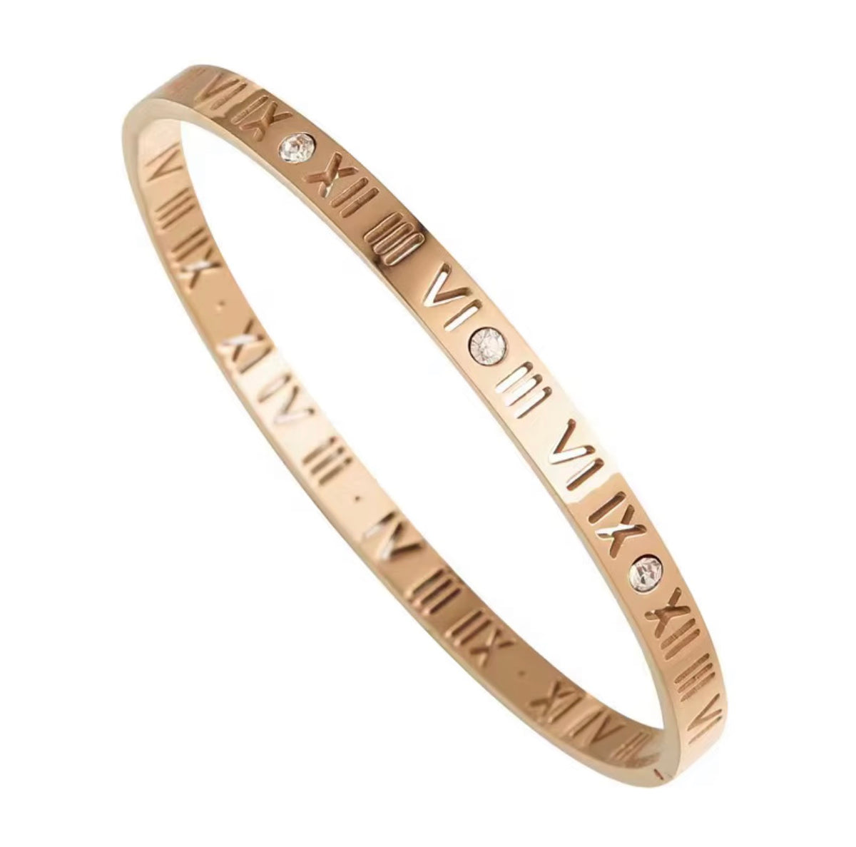 rose gold roman numeral with diamond details