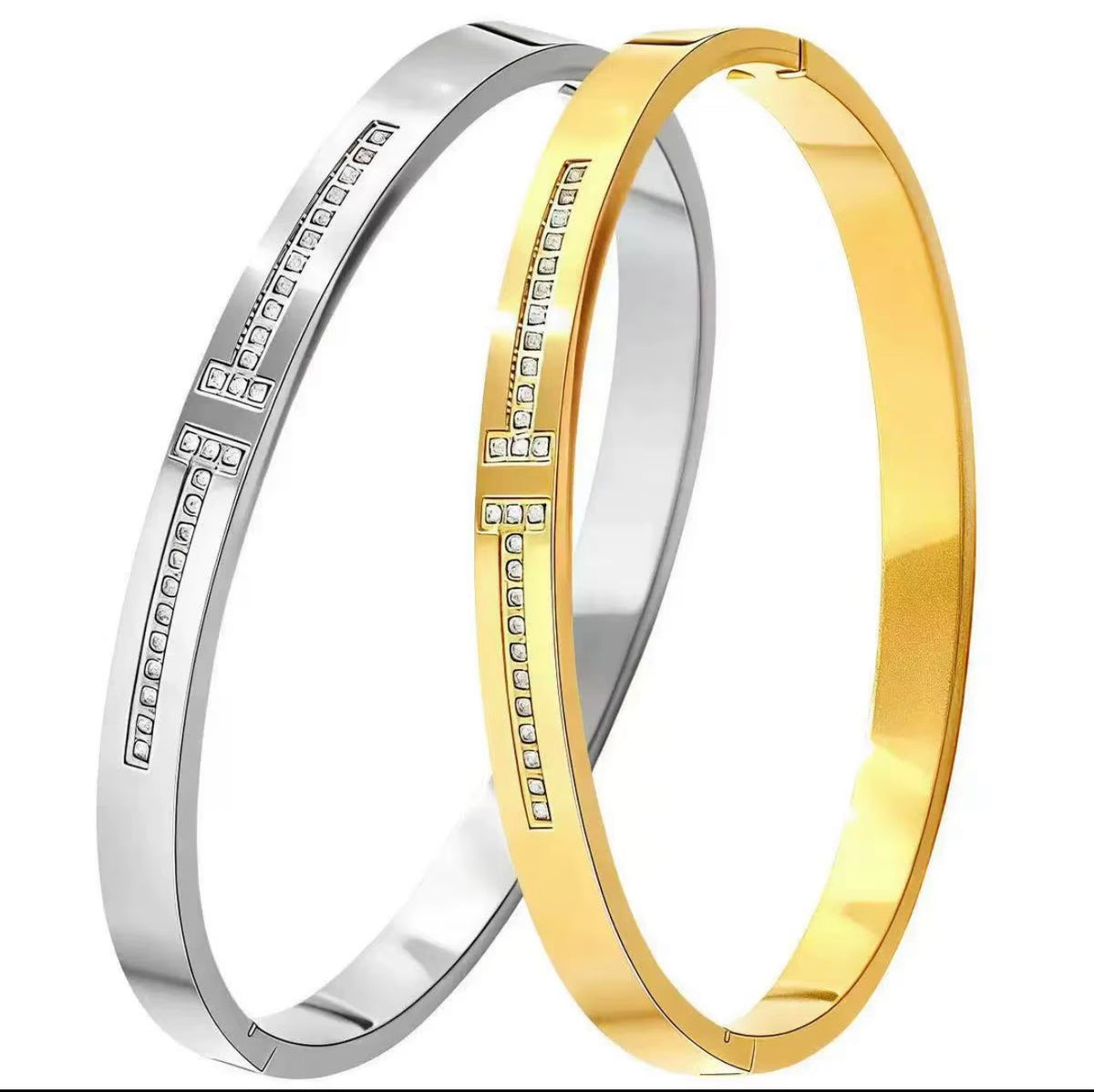 H style bangle with diamond details