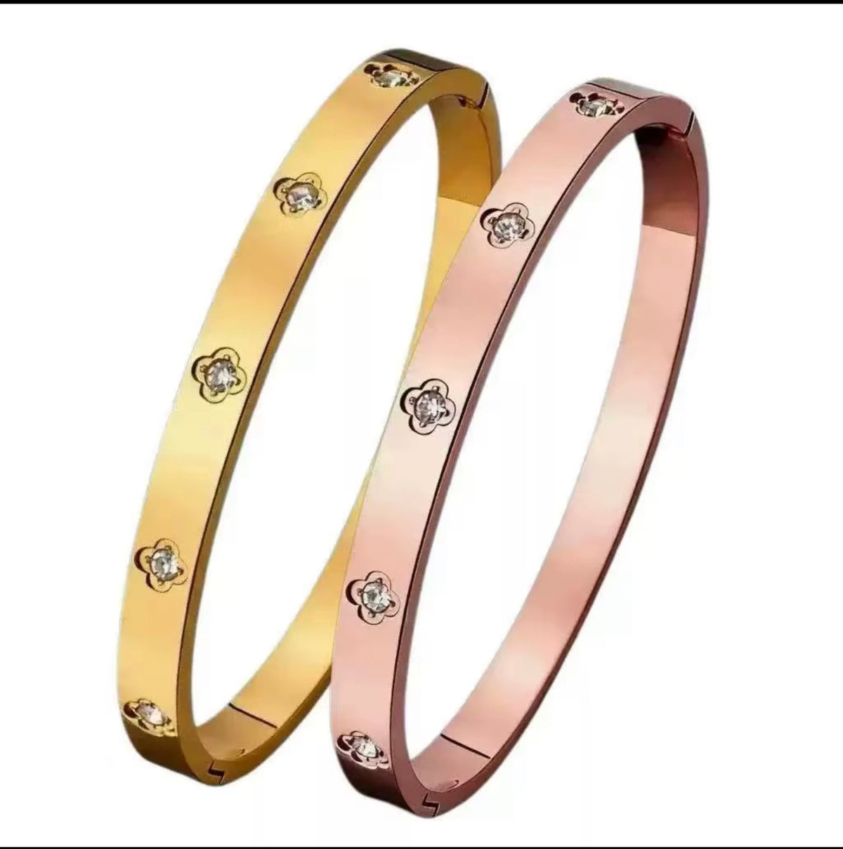 Rose gold flower bangle