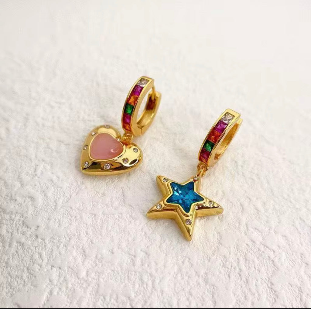 stars and hearts earrings premium